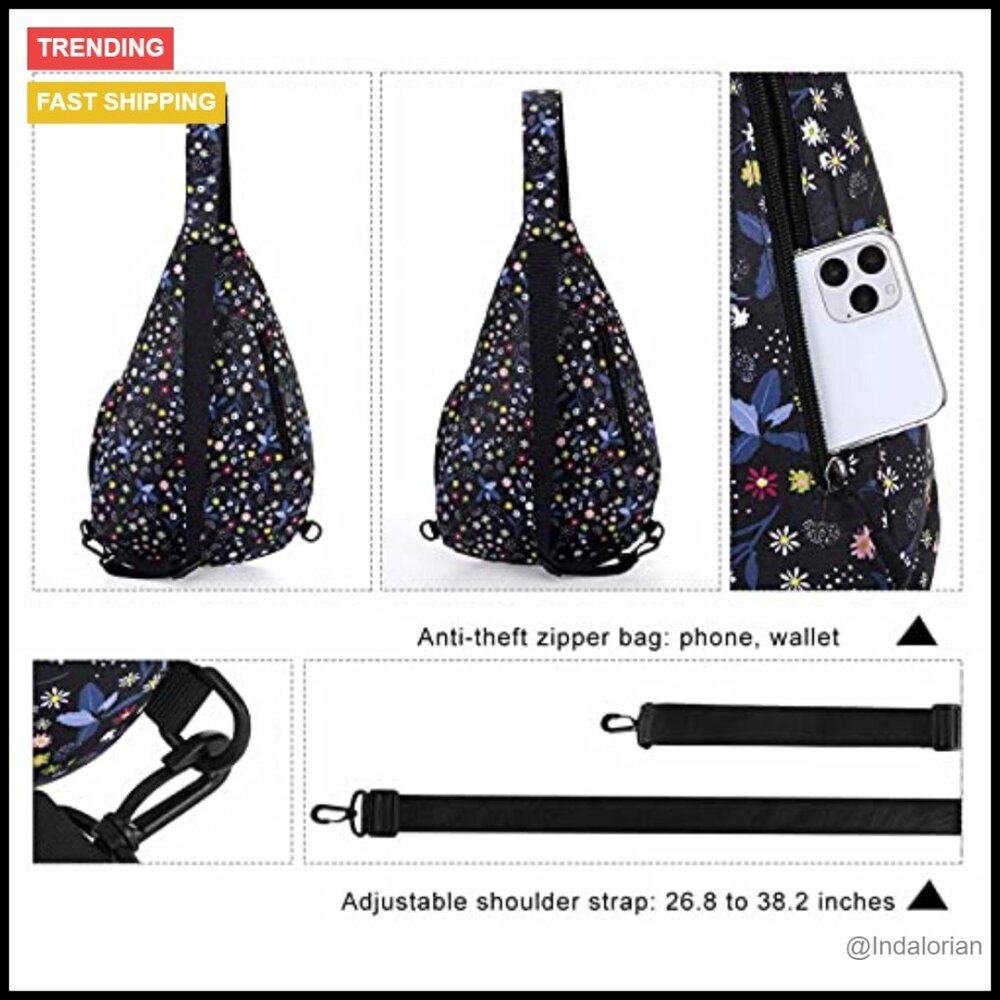 Lightweight Waterproof Crossbody Sling Bag Travel Hiking Everyday Use - Picture 4 of 7